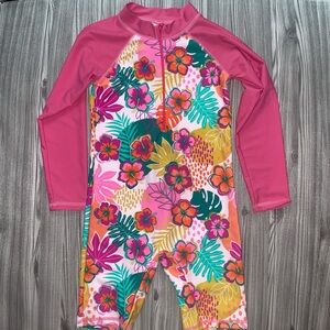Floral Pink Kids Swim Suit